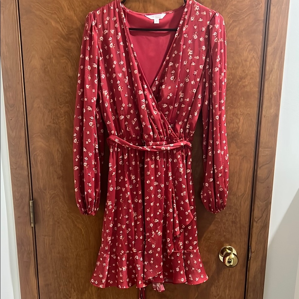 Red Floral Wrap Dress